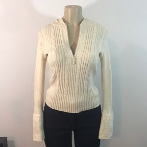 DKNY Jeans Pullover Front Zip Hooded Sweater